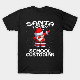 Santa Loves School Custodian Christmas T-Shirt